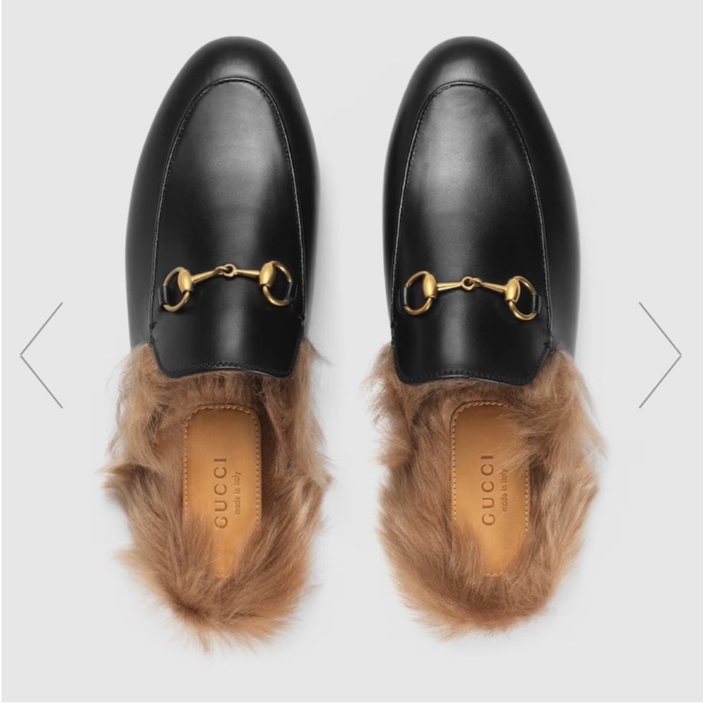 GUCCI “Princetown” Fur Lined Black Leather Mules - Picture 2 of 15